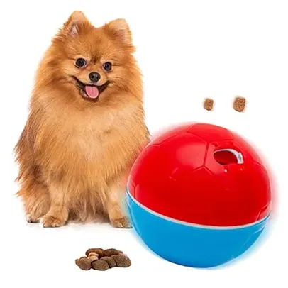 AMICUS - Bolinha de Petiscos para Cães Crazy Ball - Bola com Compartimento para Petiscos de Cachorro, Brinquedo Ajustável - Vermelho e Azul, 300g