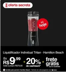 [APP][AME R$64] Liquidificador Individual Tritan 127v - Hamilton Beach | R$ 80