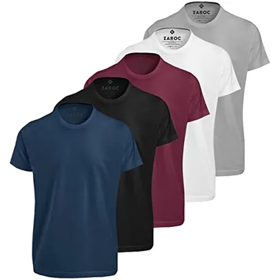 Kit 5 Camisetas Masculinas Slim Fit Básicas Algodão Premium (Bordo, Preta, Cinza, Branca, Marinho, M)