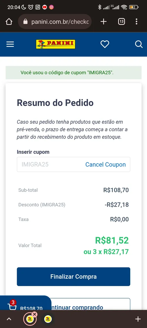 Imagem na descrição da promoção