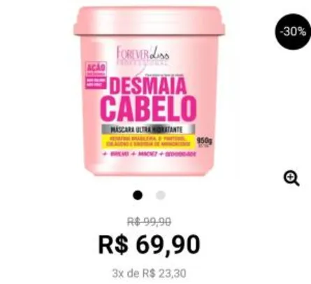 Forever Liss Desmaia Cabelo - Máscara Ultra Hidratante - 950g  R$70