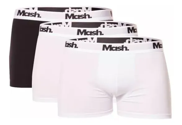 Kit Cueca Boxer Cós Elástico 3 Peças Mash