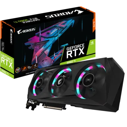 Placa de Vídeo Gigabyte AORUS GeForce RTX 3060 TI ELITE 8G, LHR, 8GB, GDDR6, DLSS, Ray Tracing, GV-N