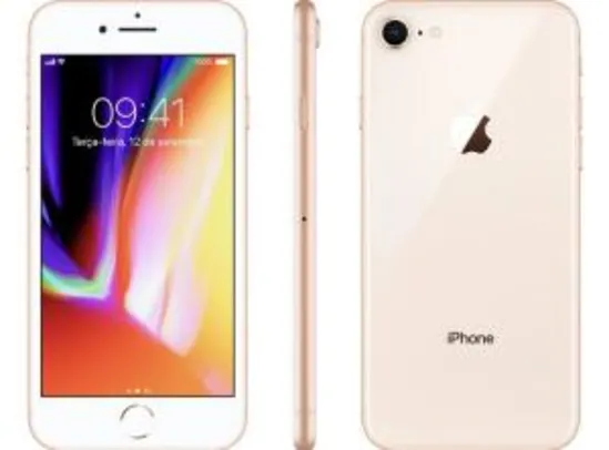iPhone 8 Apple 64GB Dourado 4G Tela 4,7” - Retina Câm. 12MP + Selfie 7MP iOS 11 - R$2799