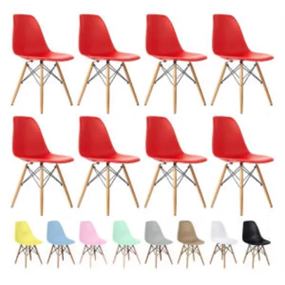 Kit 8 Cadeiras Charles Eames Eiffel Wood Design Varias Cores | R$813