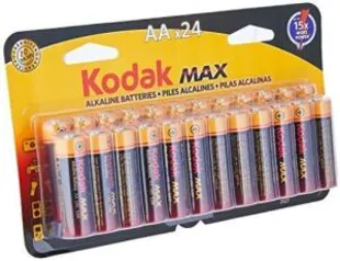 Pilhas Alcalinas AA Kodak Max 24un com frete grátis (Amazon Prime)