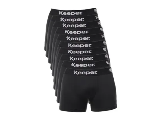 Kit 10 Cuecas Boxer Preta Microfibra Masculina Keeper Básica Box