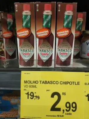 [Loja Física - Carrefour - BSB] Molho Tabasco Chiplote Smoked Red Jalapenos 60ml - R$3