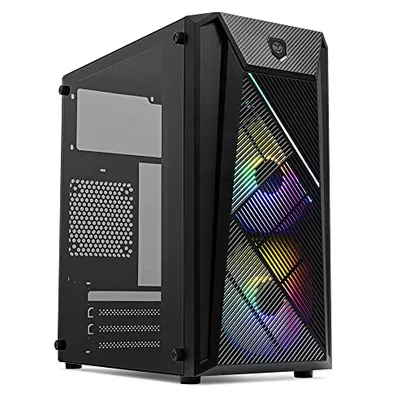 Gabinete Gamer TGT Erion, RGB, Mini-Tower, Lateral Acrilico, Com 2 Fans, Preto, TGT-ERN-RGB01