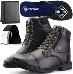 Kit Bota Casual Perfuros Neway + Chinelo + Cinto + Carteira | R$100