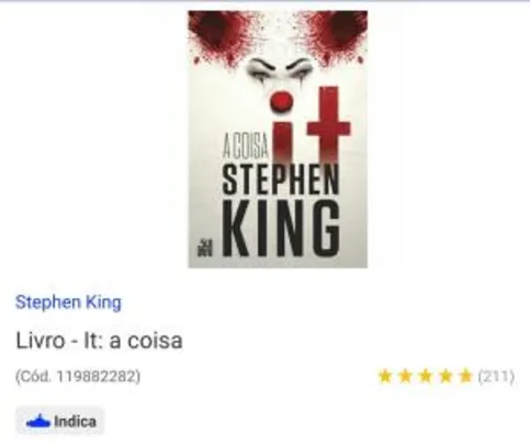 Livro It a Coisa R$ 42