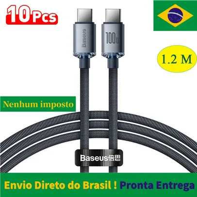 Cabo Tipo C x Tipo C Baseus 100w (ATACADO 10 PÇS)