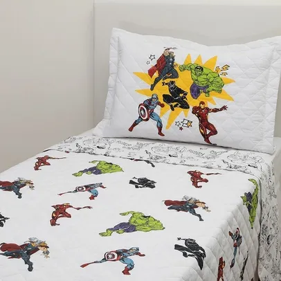 [R$17,99 AME SC] Cobreleito Solteiro Avengers 2 Peças - Casa e Conforto + Marvel