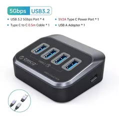 HUB USB 3.2 5 Gbps alimentado por ABS