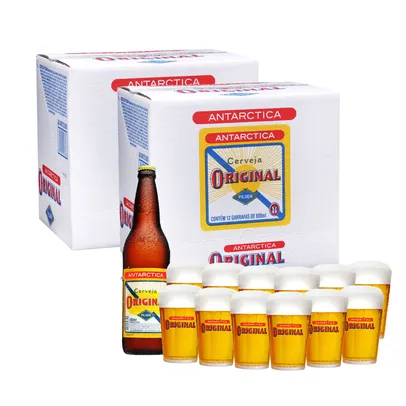 Kit 24 Cervejas Original 600ml + 12 Copos Original 190ml