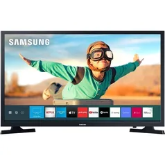 Smart TV LED 32'' Samsung Tizen HD 32T4300 2020 - WIFI, HDR para Brilho e Contraste com Plataforma Tizen 2 HDMI 1 USB - Preta