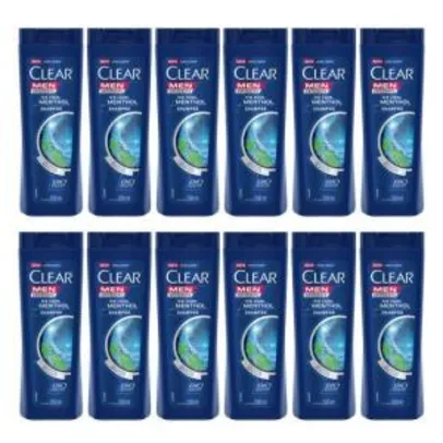 Kit com 12 Shampoo Clear Ice Cool Menthol 200ml - Incolor