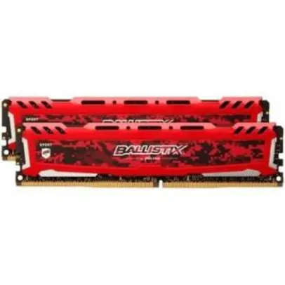 Memória Crucial Ballistix Sport LT, 16GB (2x8GB), 2400MHz, DDR4, CL16, Vermelho - R$299