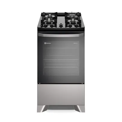 Fogão 4 bocas Electrolux Prata Efficient com Mesa de Vidro, PerfectCook e VaporBake (FE4GS) 