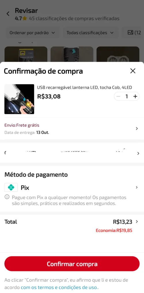 Imagem na descrição da promoção