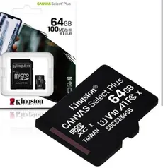 Cartão de memória Kingston Canvas Select Plus micro SD, 64gb, com adaptador, Classe 10, Kingston - BT 1 UN