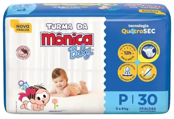 Fralda Turma da Mônica Baby Tam. P 3 a 6kg