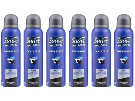 Kit Desodorante Suave Invisible Aerossol - Antitranspirante Feminino 150ml 6 Unidades | R$23