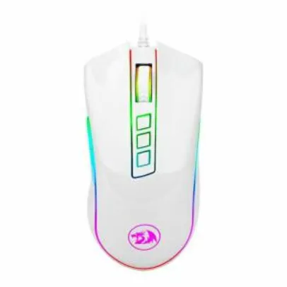 Mouse Gamer Redragon Cobra, RGB, 7 Botões, 10000DPI, Lunar White | R$113