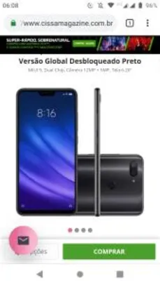 Smartphone Xiaomi MI 8 Lite 64GB Versão Global Desbloqueado Preto por R$ 901