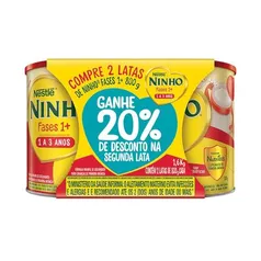 (Levando 2) Pack Fórmula Infantil Ninho Fases 1+ Lata 1,6kg 2 Unidades Grátis 20% de Desconto na Segunda Lata