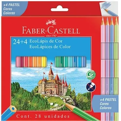 Lápis de cor 24 cores + 4 cores pastel- Faber-Castell