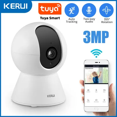 Camera de Segurança 1080p Tuya Inteligente Mini Wifi Interna  Com Rastreamento Automático