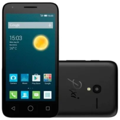 Smartphone Alcatel PIXI3 4.5" OT5017 Preto - 4G, Tela 4.5", Câmera 8MP + Frontal, Quad Core, 8GB, 1GB RAM, Android 5.1 - R$329