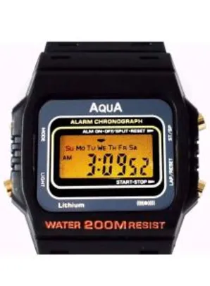 Relógio Aqua Aq-37 Waterproof A Prova D'agua Preto - R$18