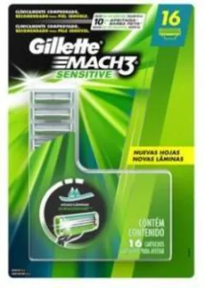 Refil Lâmina Gillette Mach3 Sensitive 16 Unidades Frete Grátis Por R$ 44,99