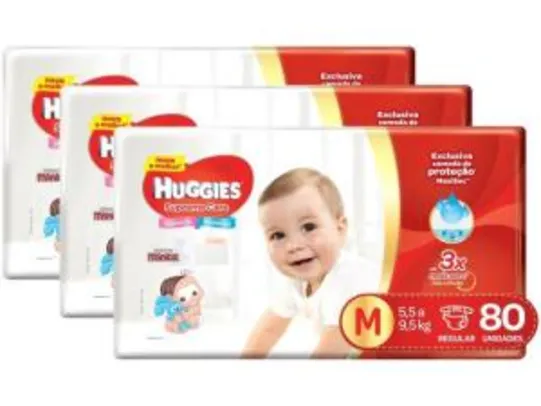 Kit 3 pacotes de fraldas Huggies - R$123,41