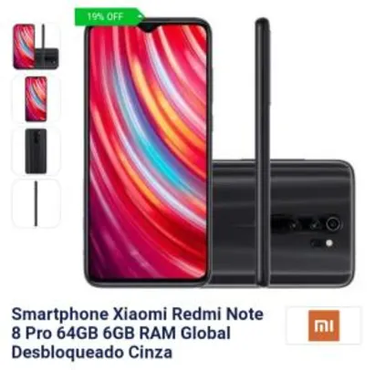 Smartphone Xiaomi Redmi Note 8 Pro 64GB 6GB RAM Global Desbloqueado R$1457