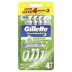 Aparelho de Barbear Descartável Gillette Prestobarba3 Sensitive Leve 4 Pague 3