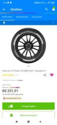 [Clube da Lu] Pneu Pirelli Aro 14 Cinturato P1 175/65 R14 82T | R$252