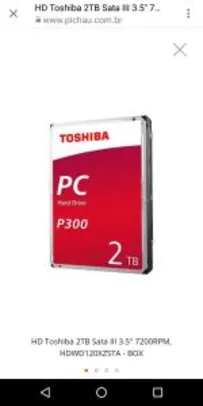 HD Toshiba 2TB Sata III 3.5" 7200RPM | R$299