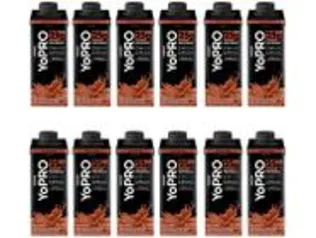 Kit Bebida Láctea UHT com 25g de Proteínas YoPRO - Chocolate Zero Açúcar 250ml 12 Unidades