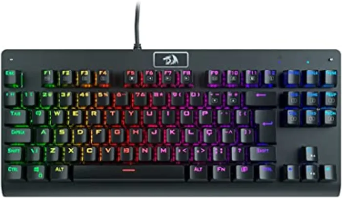 Teclado Mecânico Gamer Redragon Dark Avenger K568 Rainbow, Switch Brown, ABNT2, Black