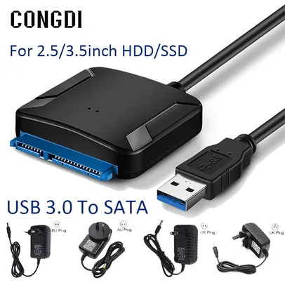 [Conta nova R$15] Conversor Adaptador SSD e HDD (2.5 / 3.5 Polegadas) em USB 3.0 - 5 GBPs