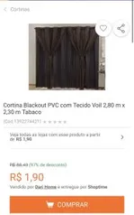 Cortina Blackout PVC com Tecido Voil 2,80 m x 2,30 m Tabaco