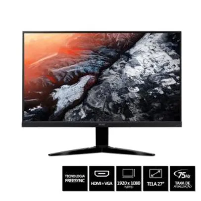 Monitor Gamer Acer KG271 27" 75hz 1MS Full HD VGA HDMI - R$977