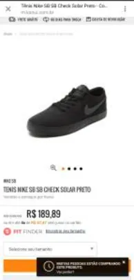 Tênis Nike SB SB Check Solar Preto | R$ 190