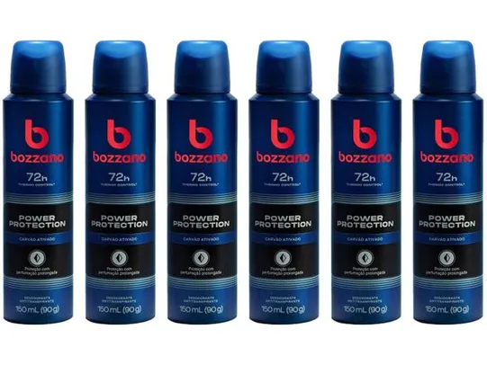 Kit Desodorante Antitranspirante Aerossol Bozzano - Power Protection Masculino 150ml 6 Unidades