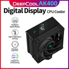 Deepcool AK400, display digital, banhado a fdb, 4 heat pipes, TDP220W, PRETO.