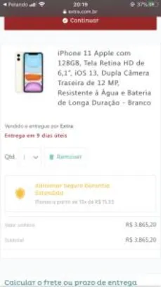 [APP] iPhone 11 branco 128GB | R$3865