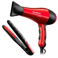 Kit Mondial Chapinha Tourmaline Íon Plus P-11, Cerâmica, Até 217ºC, Bivolt + Secador de Cabelos Infinity 2500, 1900 W, 2 Velocidades, 3 Temperaturas R$85